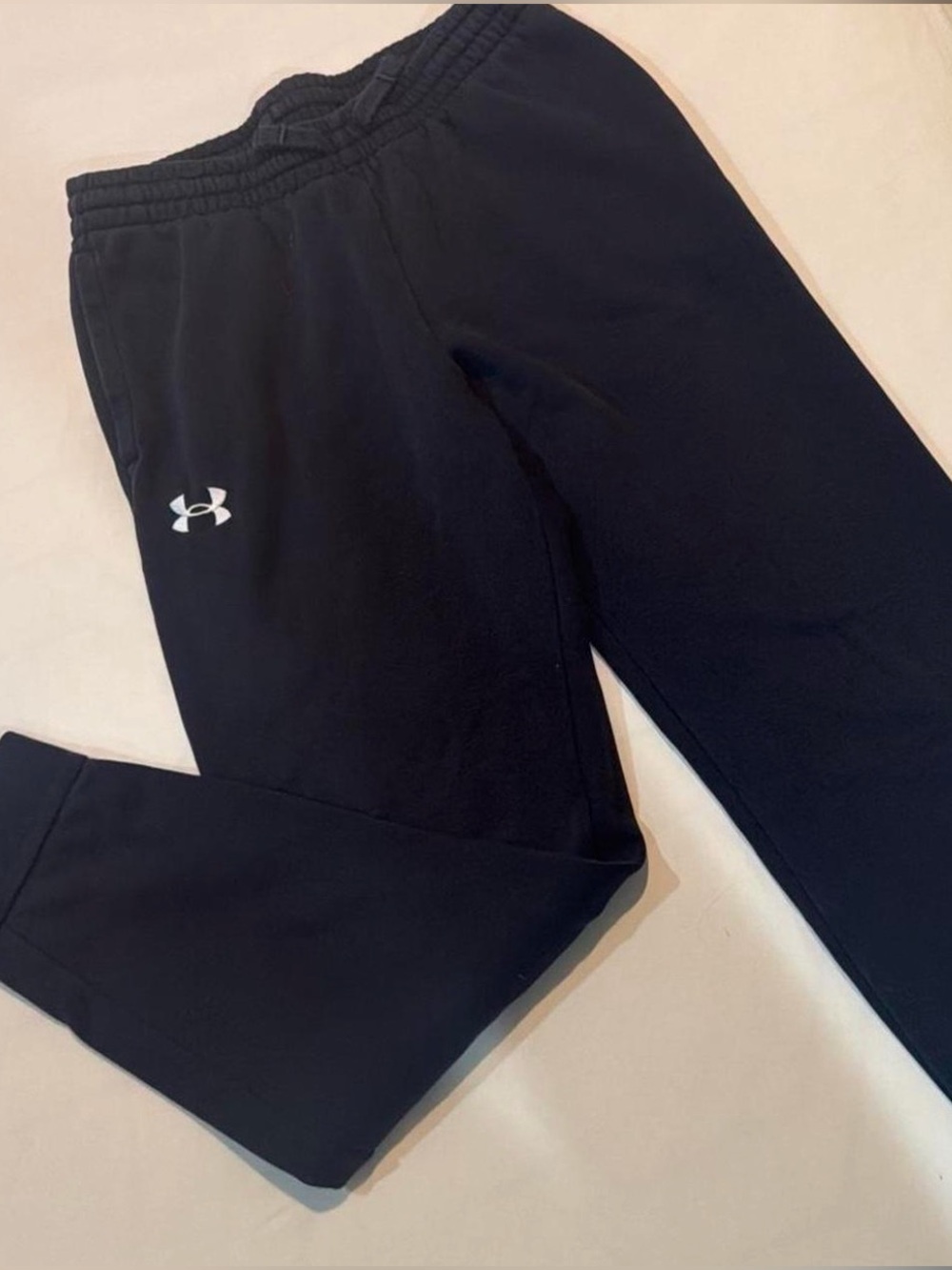 Under Armour Kids Black Jogger Pants with White Logo